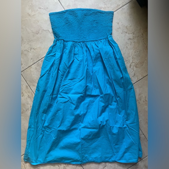 a new day Dresses & Skirts - ‼️EUC: A New Day Blue Cotton Strapless Dress W Smocked Top - M